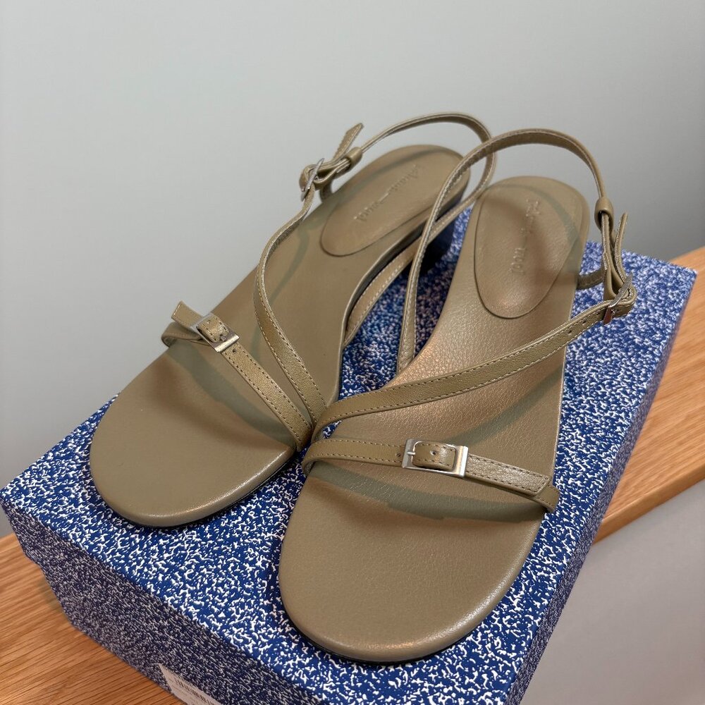 Paloma Wool Mara Olive Green Sandals Block Heel Size 39 or 8.5 New in Box